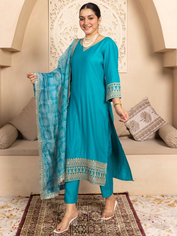 VP 9780 R  Kurta and Pant Dupatta Sets